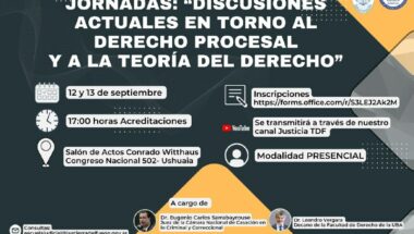 Realizarán las jornadas “Discusiones actuales en torno al Derecho Procesal y a la Teoría del Derecho” 